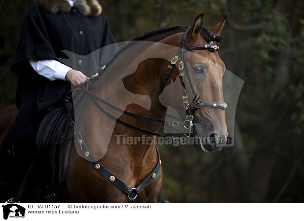 Frau reitet Lusitano / woman rides Lusitano / VJ-01157