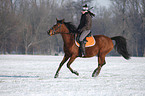 woman rides horse