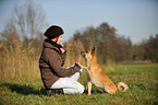 woman and mongrel