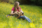 woman and mongrel