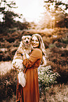 woman with mongrel