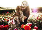 woman with mongrel