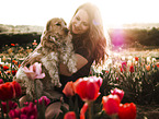 woman with mongrel