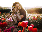 woman with mongrel