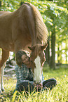 woman and Paint Horse