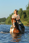 woman rides Pinto