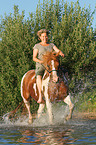 woman rides Pinto