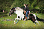 woman rides Pinto-Hunter