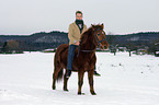 man rides pony