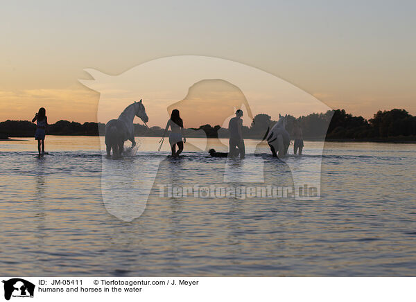 humans and horses in the water / JM-05411