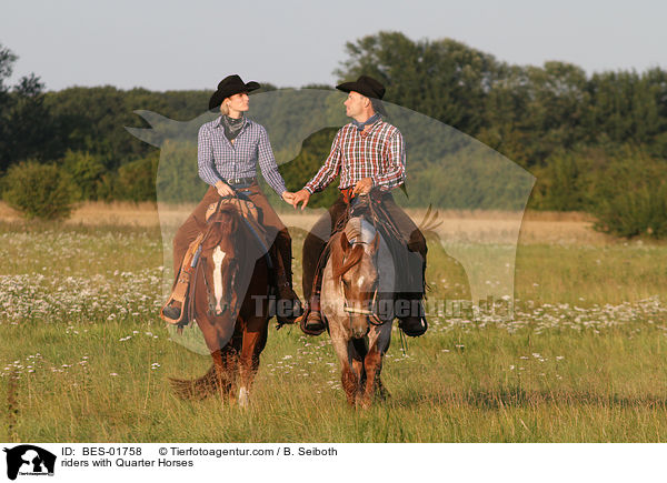 Reiter mit Quarter Horses / riders with Quarter Horses / BES-01758