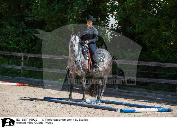 Frau reitet Quarter Horse / woman rides Quarter Horse / SST-16922