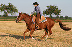 woman rides Quarter Horse