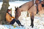 young woman with Quarter Horse