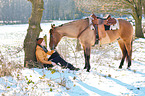 young woman with Quarter Horse