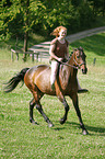 woman rides warmblood