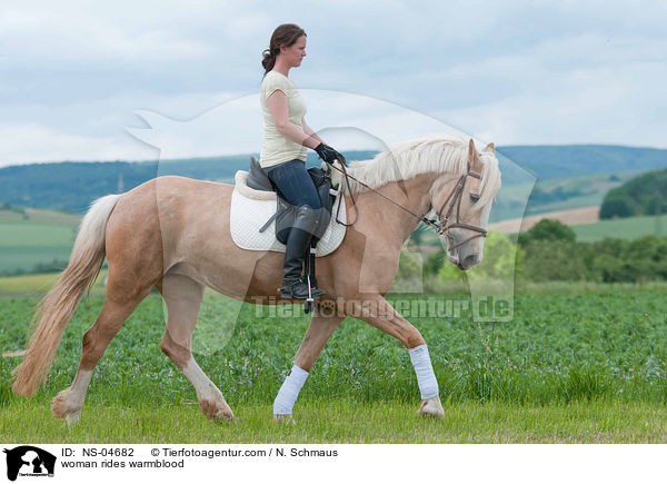 Frau reitet Warmblut / woman rides warmblood / NS-04682
