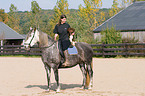 horse, dog & horsewoman