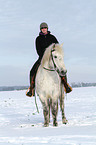 woman rides warmblood