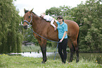 woman, child and warmblood