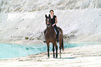 woman rides warmblood