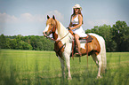 woman rides warmblood