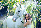 woman and white horse