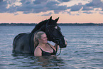 woman and warmblood