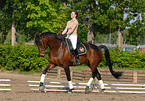 woman rides horse