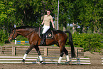 woman rides horse