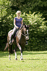woman rides warmblood