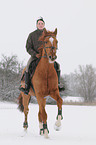 woman rides warmblood
