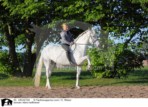 Frau reitet Friesenmix / woman rides halfbreed / CR-02100