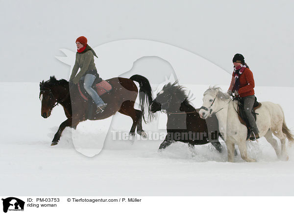 reiten mit Handpferd / riding woman / PM-03753