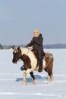 woman rides Pintaloosa