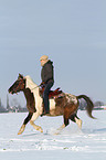 woman rides Pintaloosa