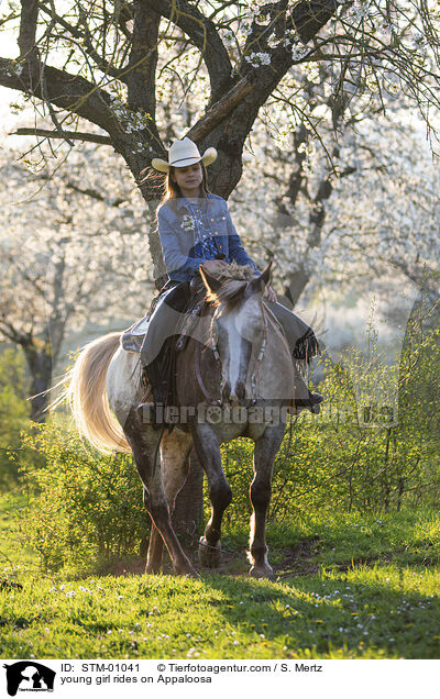 young girl rides on Appaloosa / STM-01041