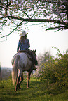 young girl rides on Appaloosa