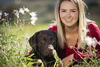 Frau mit Labrador Retriever