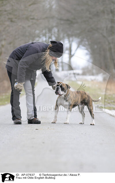 Frau mit Olde English Bulldog / woman with Olde English Bulldog / AP-07637