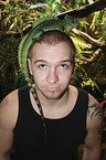 man with Green Basilisk