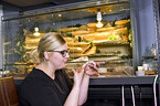 Frau mit Leopardgecko