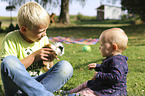 children with Abyssinian guinea pig
