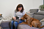 woman with Guinea Pig