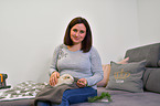 woman with Guinea Pig