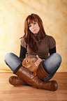 young woman with rabbit