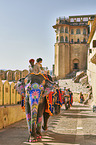 People ride Elephant