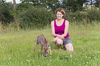 woman with fawn