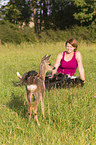 woman with fawn